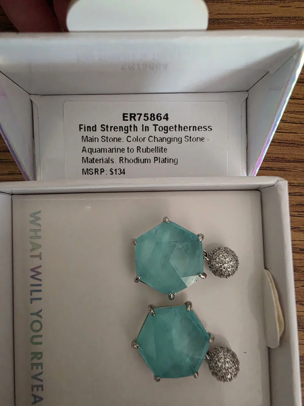 Aquamarine Color-Change Hexagon Drop Earrings with Pavé Accents